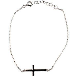 6" Sterling Silver Cross and Chain Bracelet